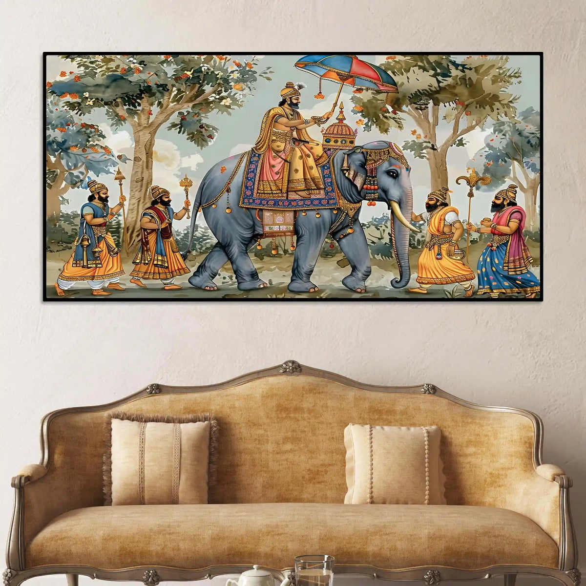 Classic Maharaja Elephant Ride Canvas Painting
