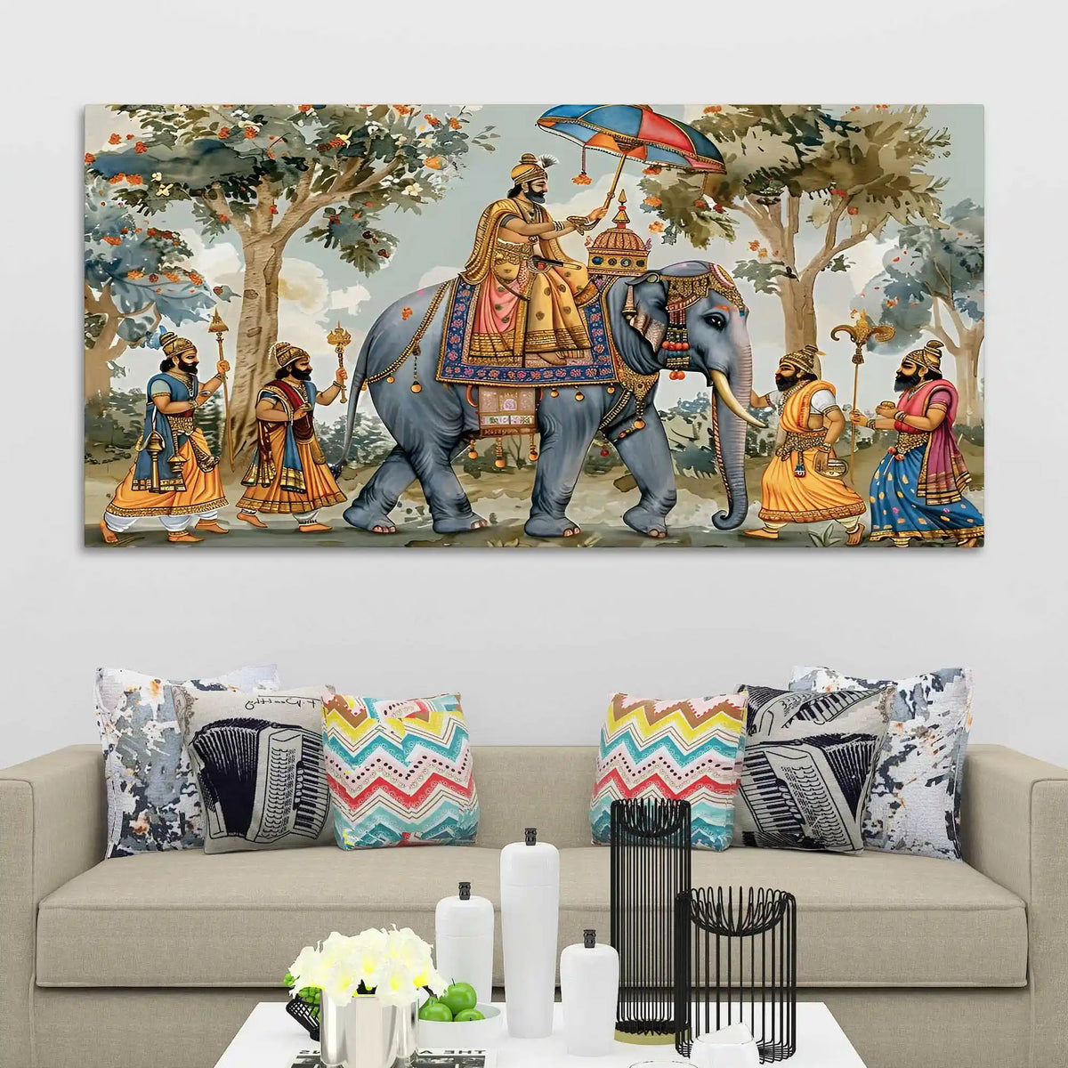 Classic Maharaja Elephant Ride Canvas Painting
