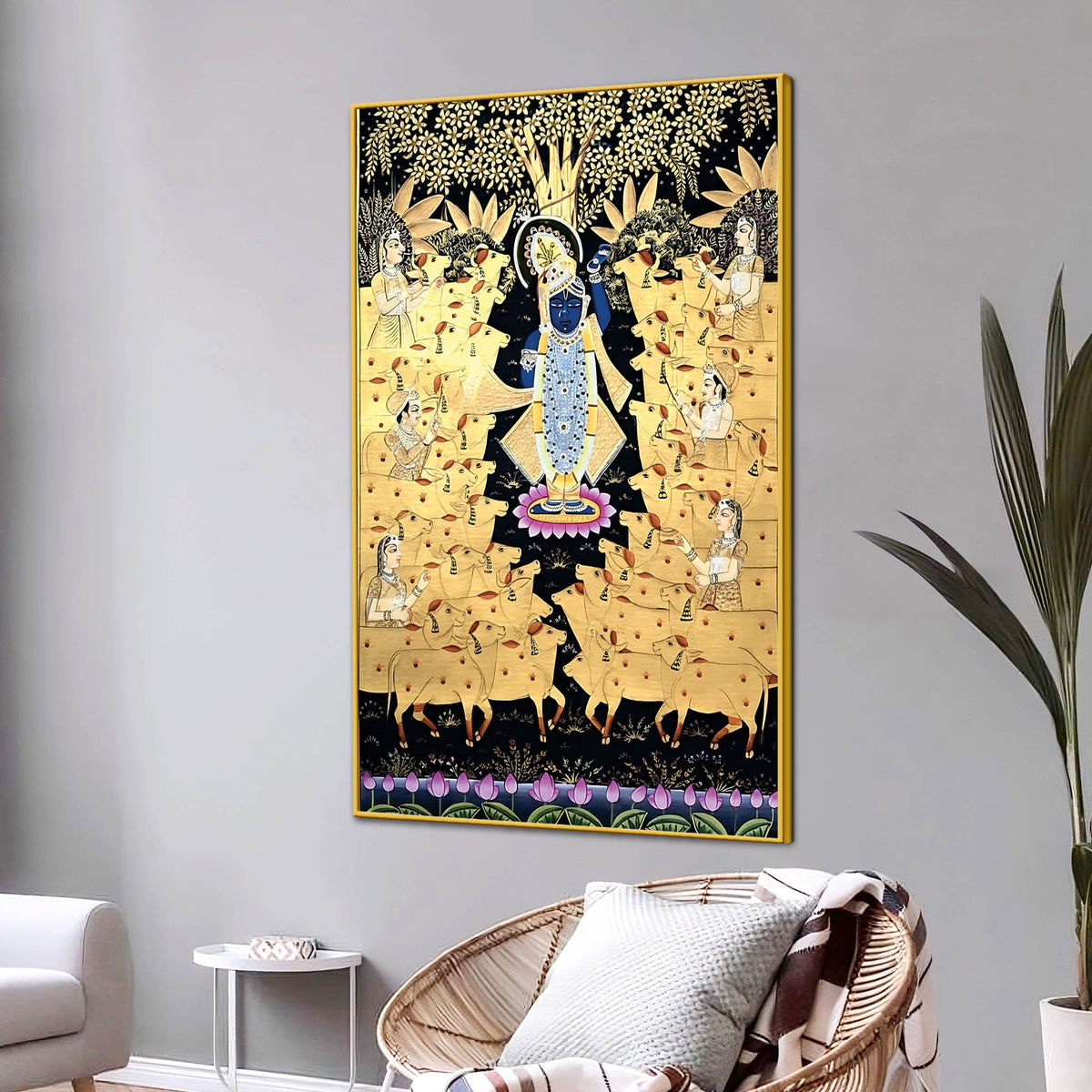 Classic Nathdwara Pichwai Shrinathji Canvas Painting | Hindu Spiritual Decor