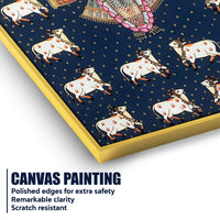 Classic Nathdwara Shreenathji Cow Theme Pichwai Canvas Wall Painting for Home