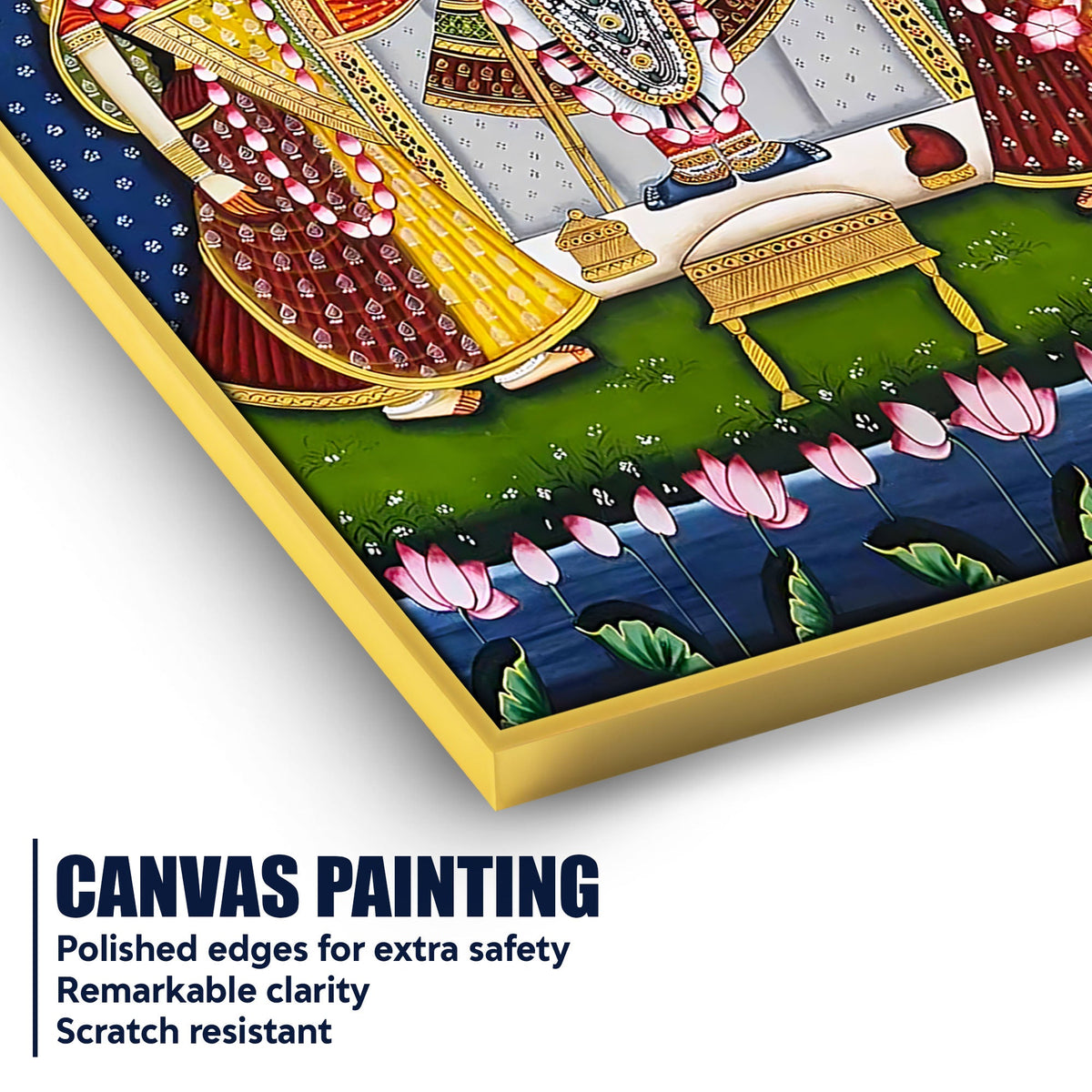 Classic Nathdwara Shreenathji Krishna Pichwai Canvas Wall Painting