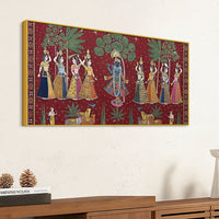 Classic Nathdwara Style Shri Krishna Raas Leela Pichwai Canvas Wall Painting
