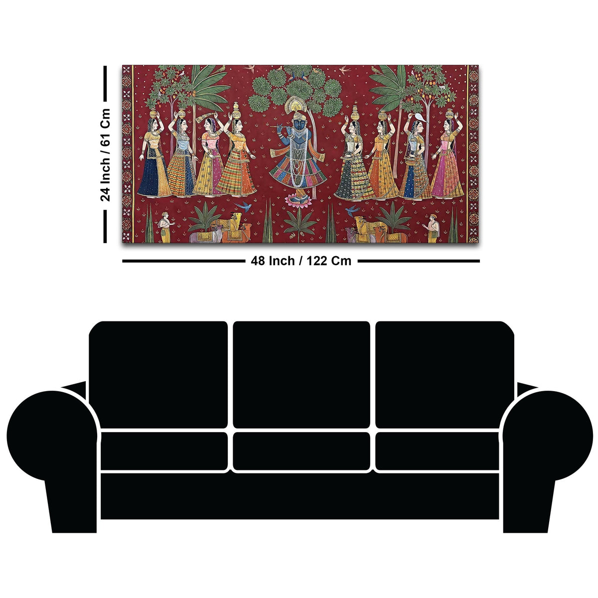 Classic Nathdwara Style Shri Krishna Raas Leela Pichwai Canvas Wall Painting
