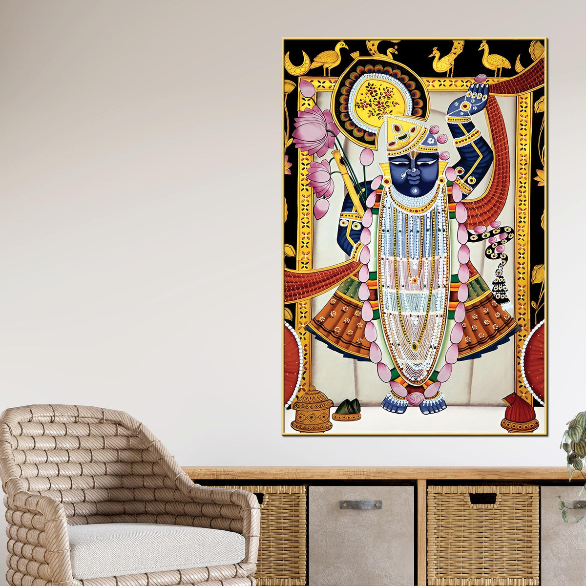 Classic Pichwai Shrinathji Canvas Painting | Luxury Ethnic Wall Art