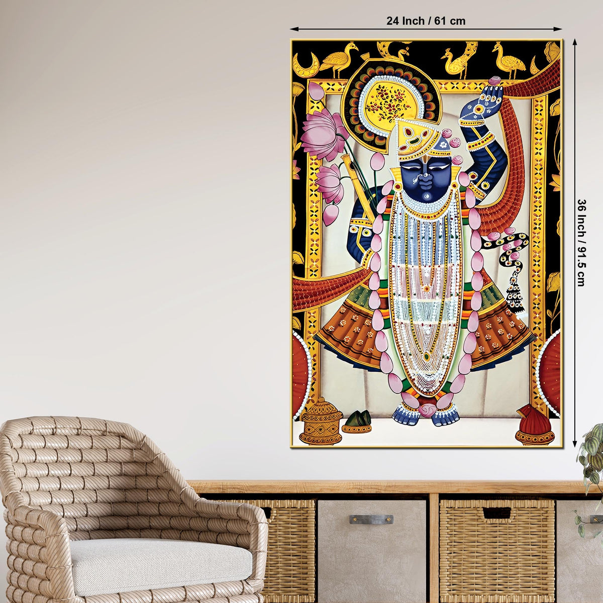 Classic Pichwai Shrinathji Canvas Painting | Luxury Ethnic Wall Art