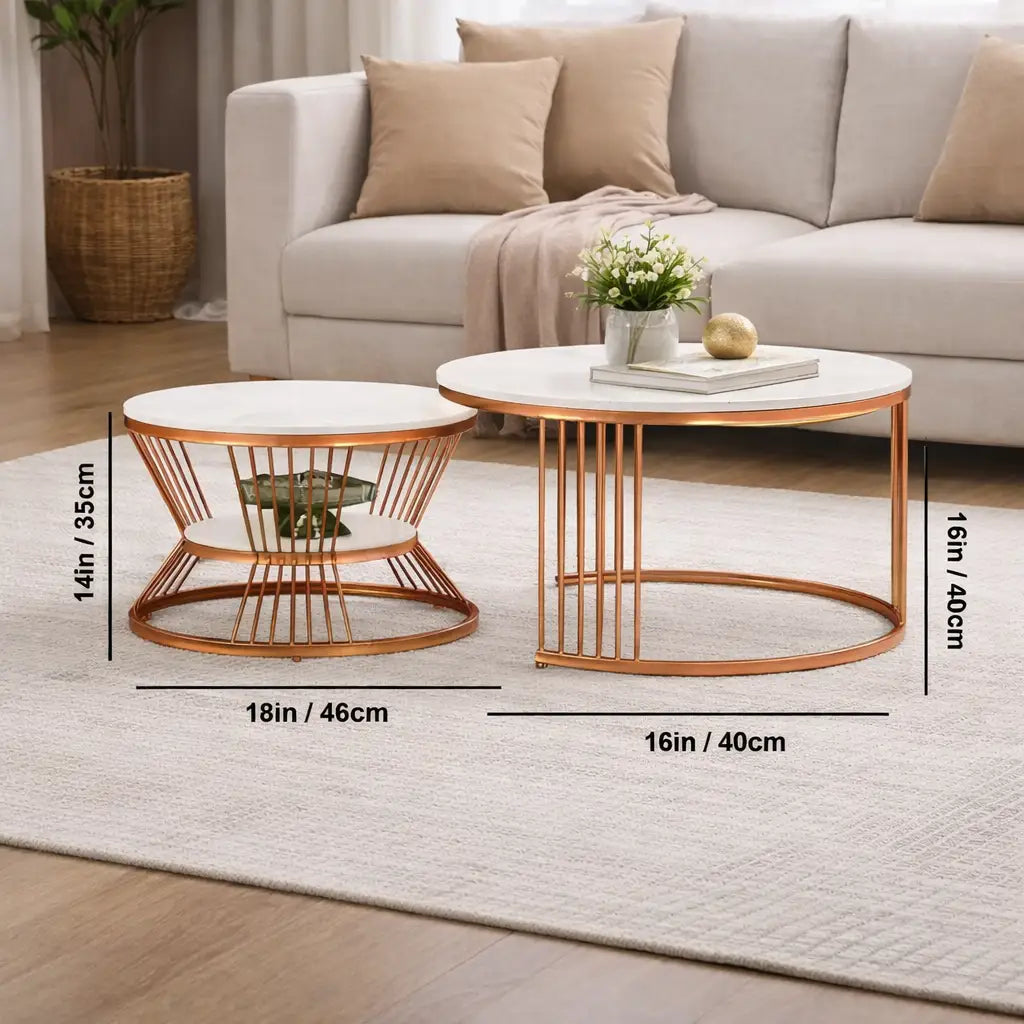 Classic Style Complementing Copper Coffee Table Set of 2
