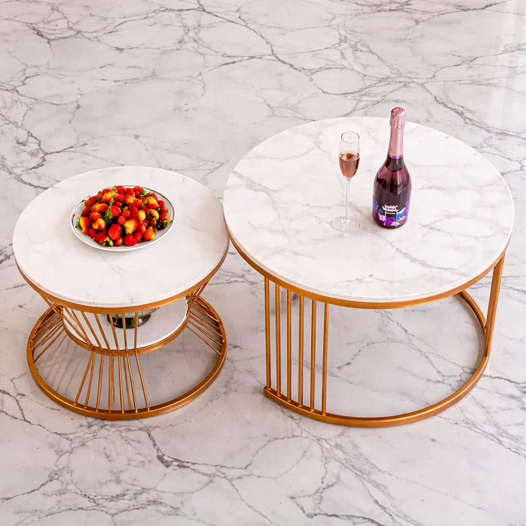 Classic Style Complementing Copper Coffee Table Set of 2
