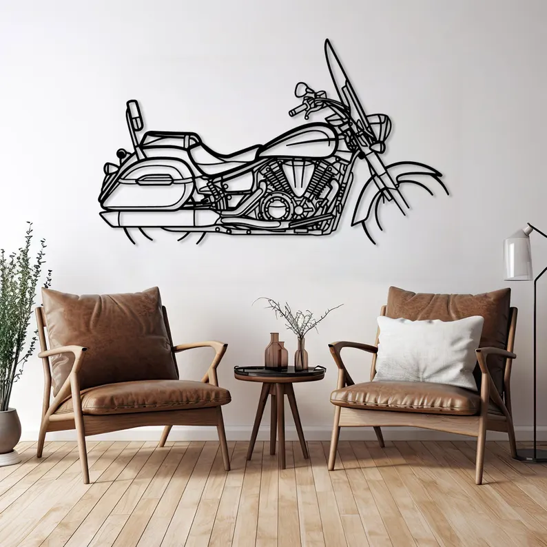 Classic Touring Bike Metal Wall Art for Living Room