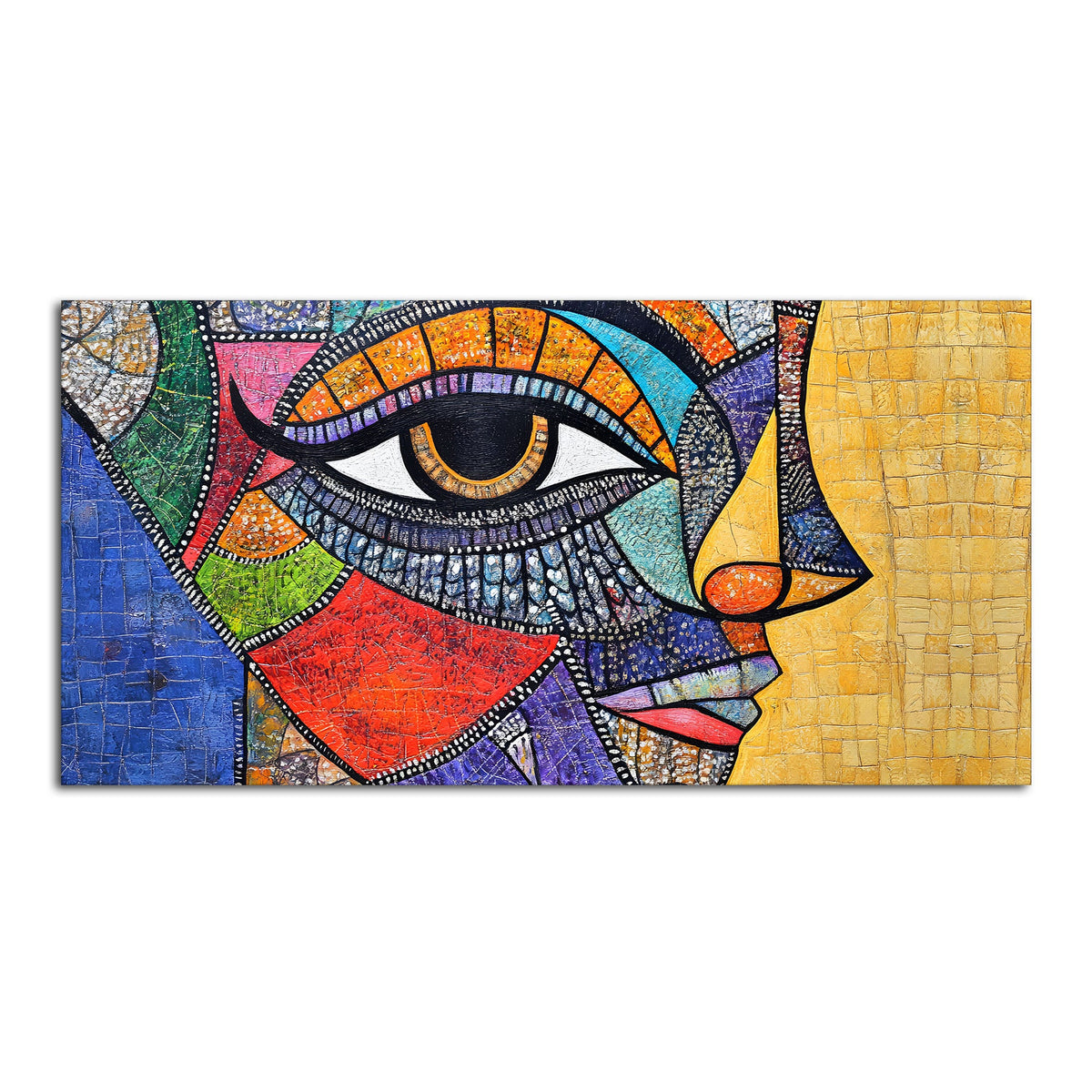 Colorful and Detailed Textured Face Art Canvas Wall Painting