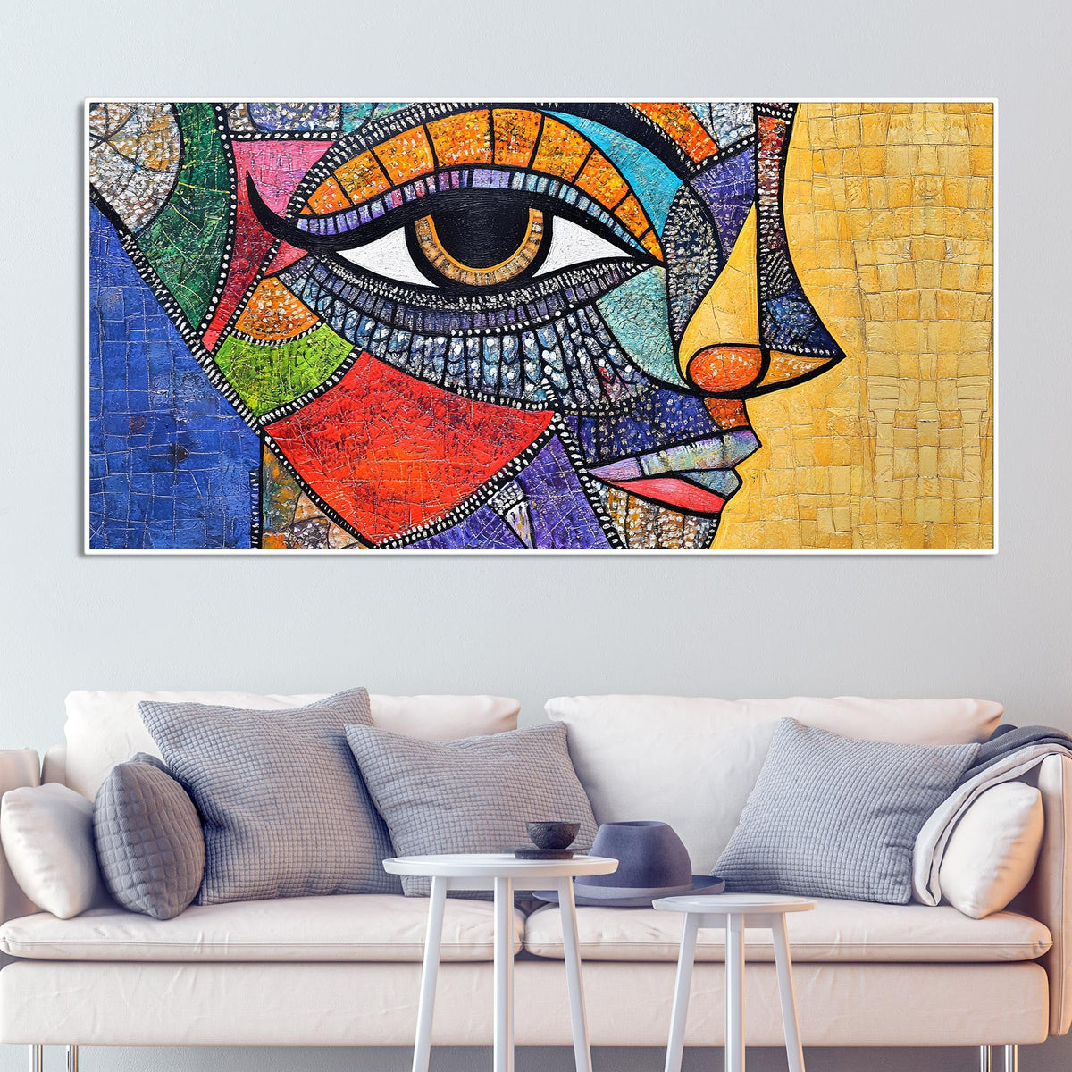 Colorful and Detailed Textured Face Art Canvas Wall Painting