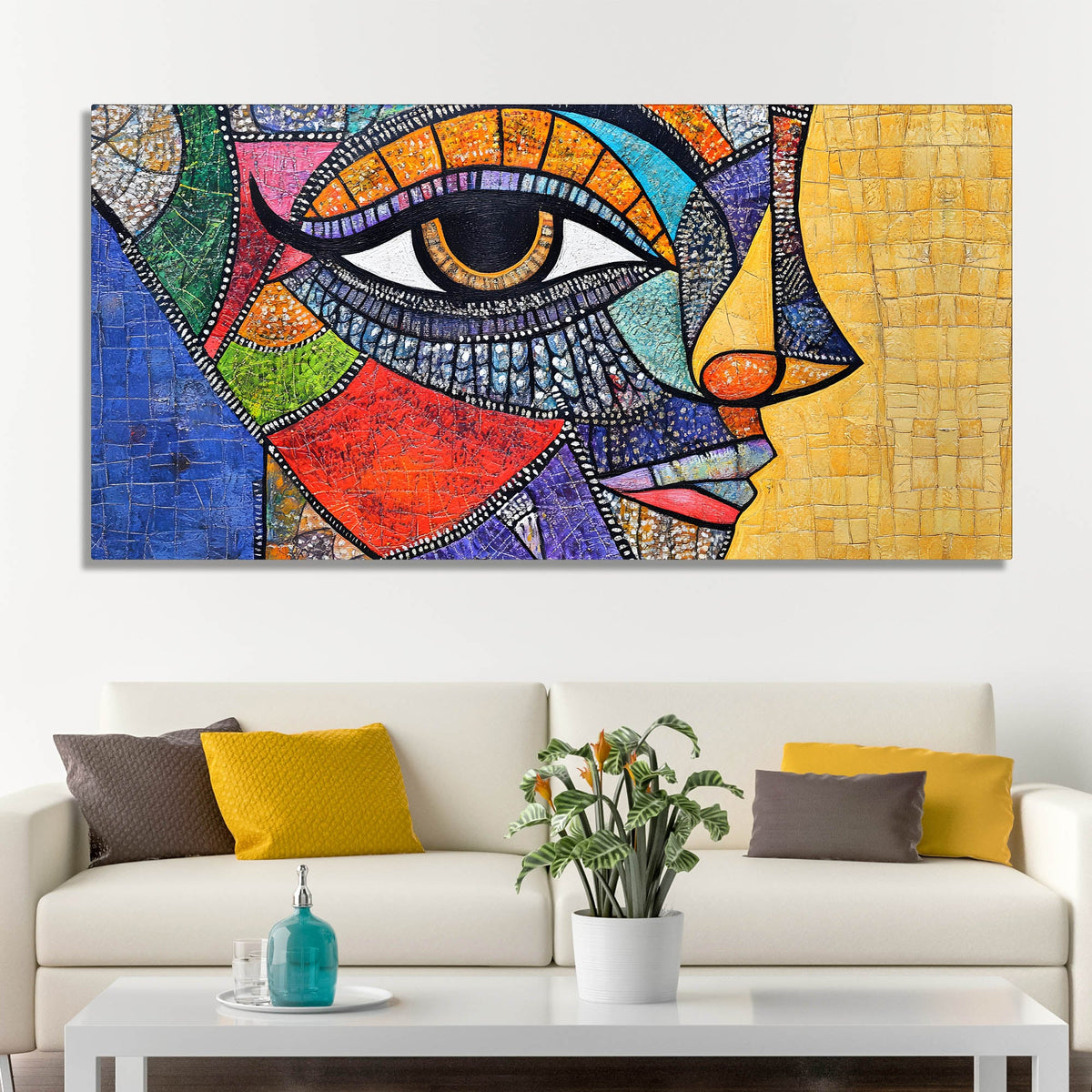 Colorful and Detailed Textured Face Art Canvas Wall Painting