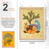 Colorful Animal Traditional Indian Folk Art Wall Frame Set of Four