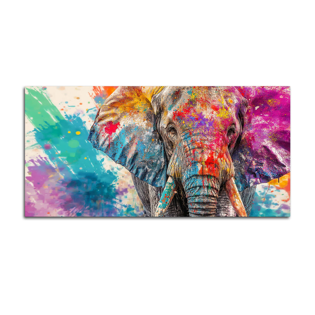 Colorful Elephant Wall Art Painting for Living Room Décor