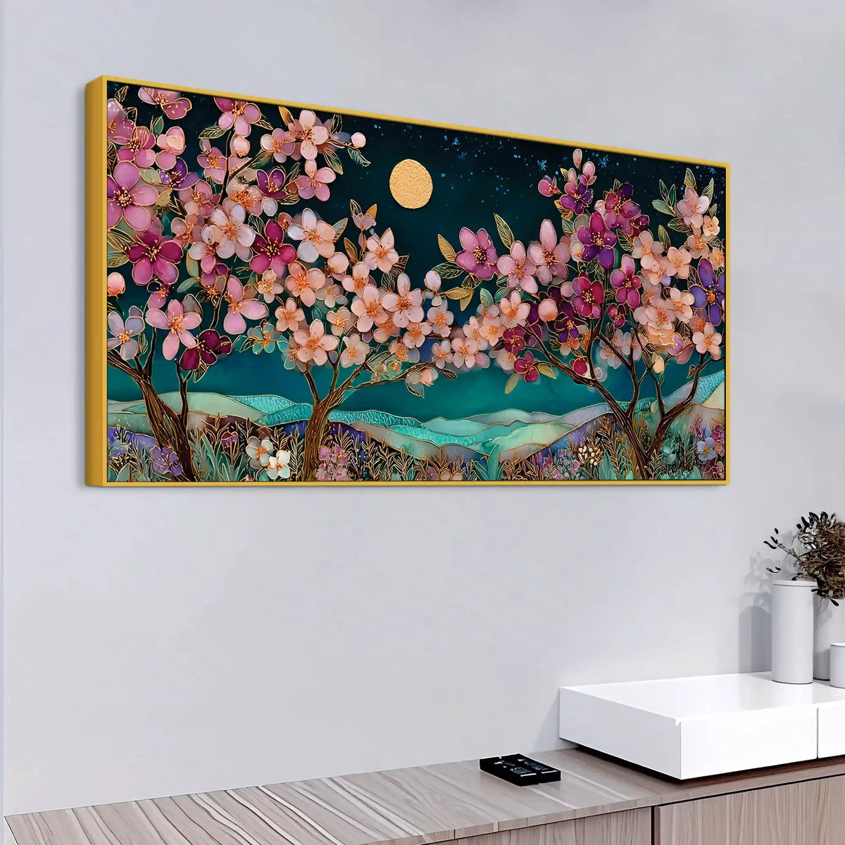 Colorful Flower Abstract Canvas Painting for Living Room Decor