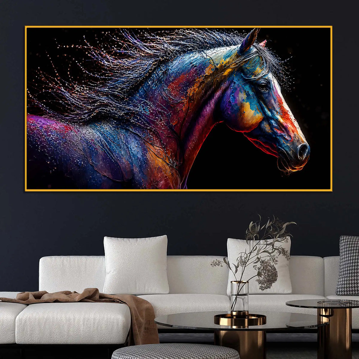 Colorful Horse Floating Frame Crystal Wall Painting