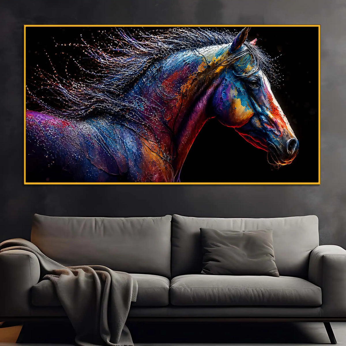 Colorful Horse Floating Frame Crystal Wall Painting