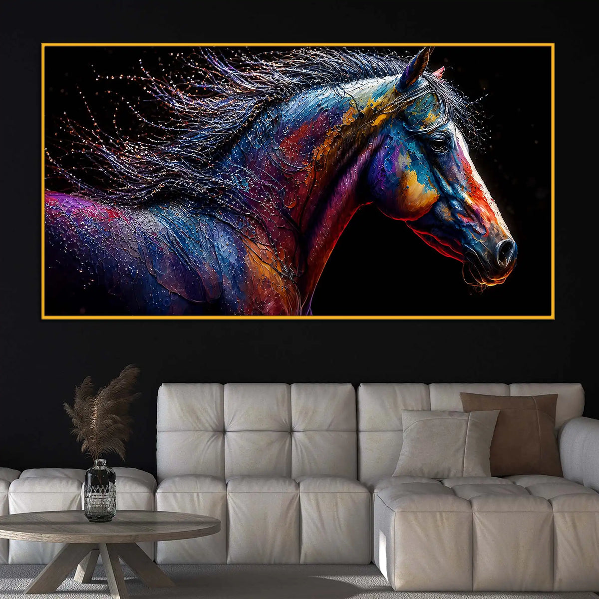 Colorful Horse Floating Frame Crystal Wall Painting
