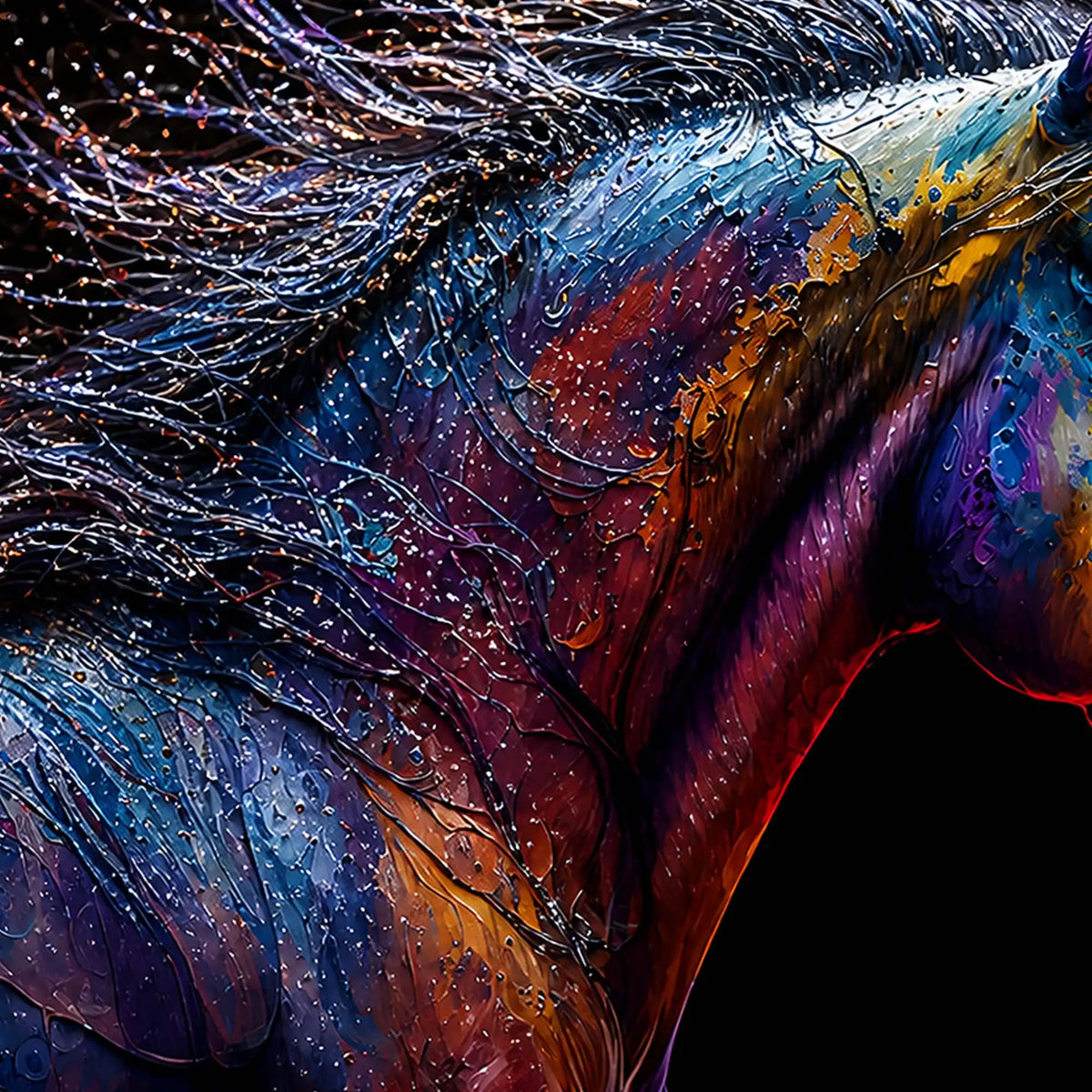 Colorful Horse Floating Frame Crystal Wall Painting