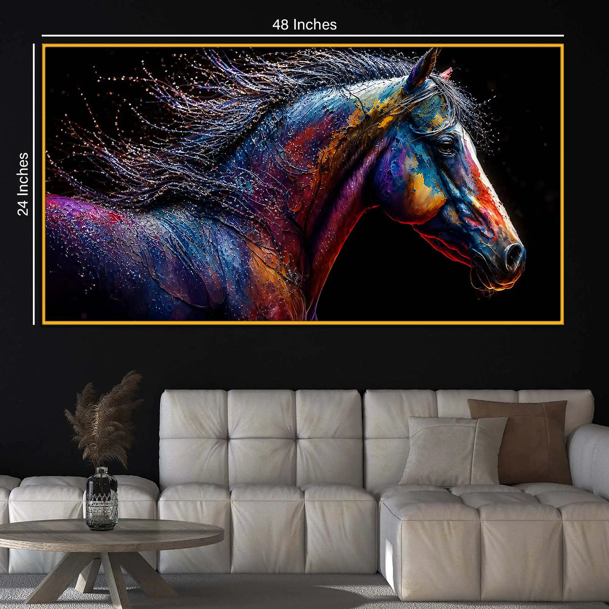 Colorful Horse Floating Frame Crystal Wall Painting