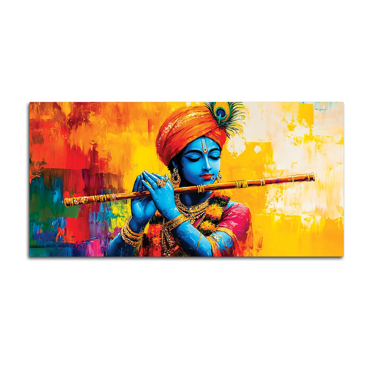 Colorful Lord Krishna Playing Flute Painting