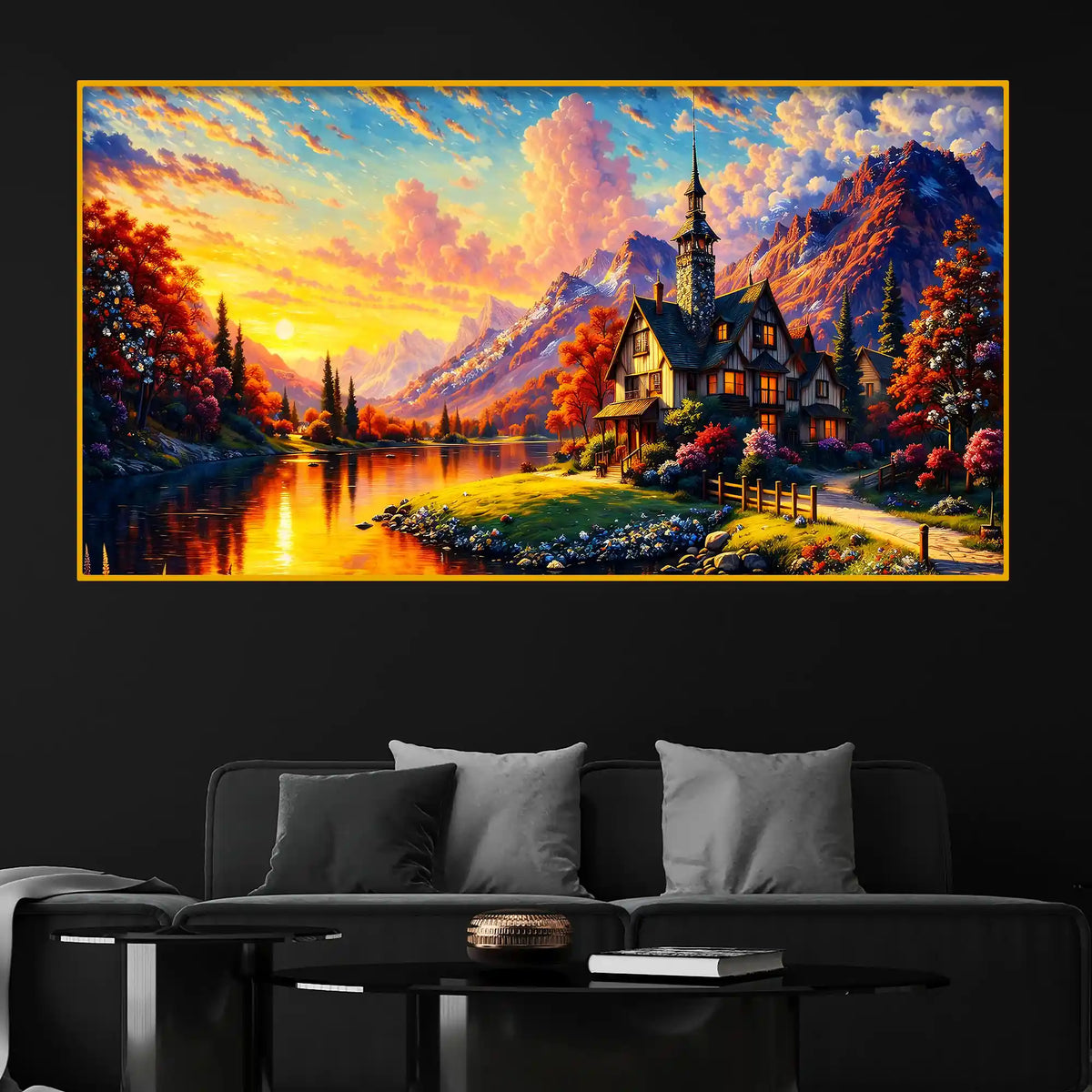 Colorful Nature Scenery Crystal Glass Painting