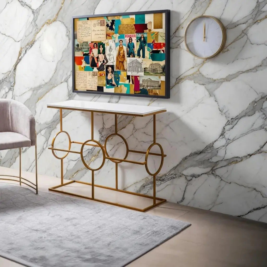 Contemporary Console Table in Geometric Pattern Design