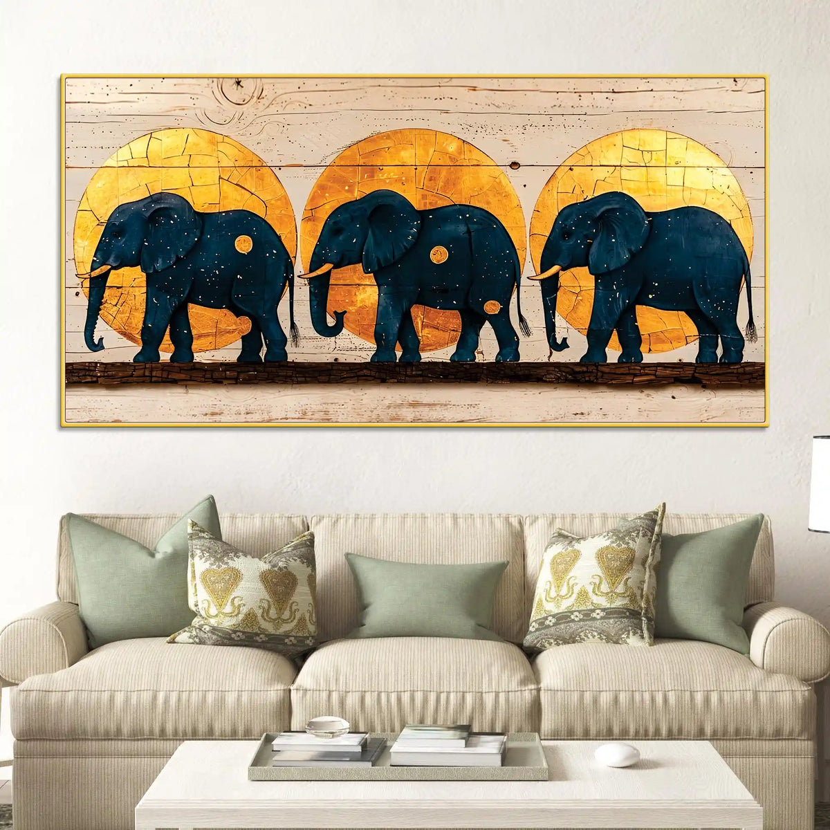 Contemporary Elephant Family Canvas Wall Painting