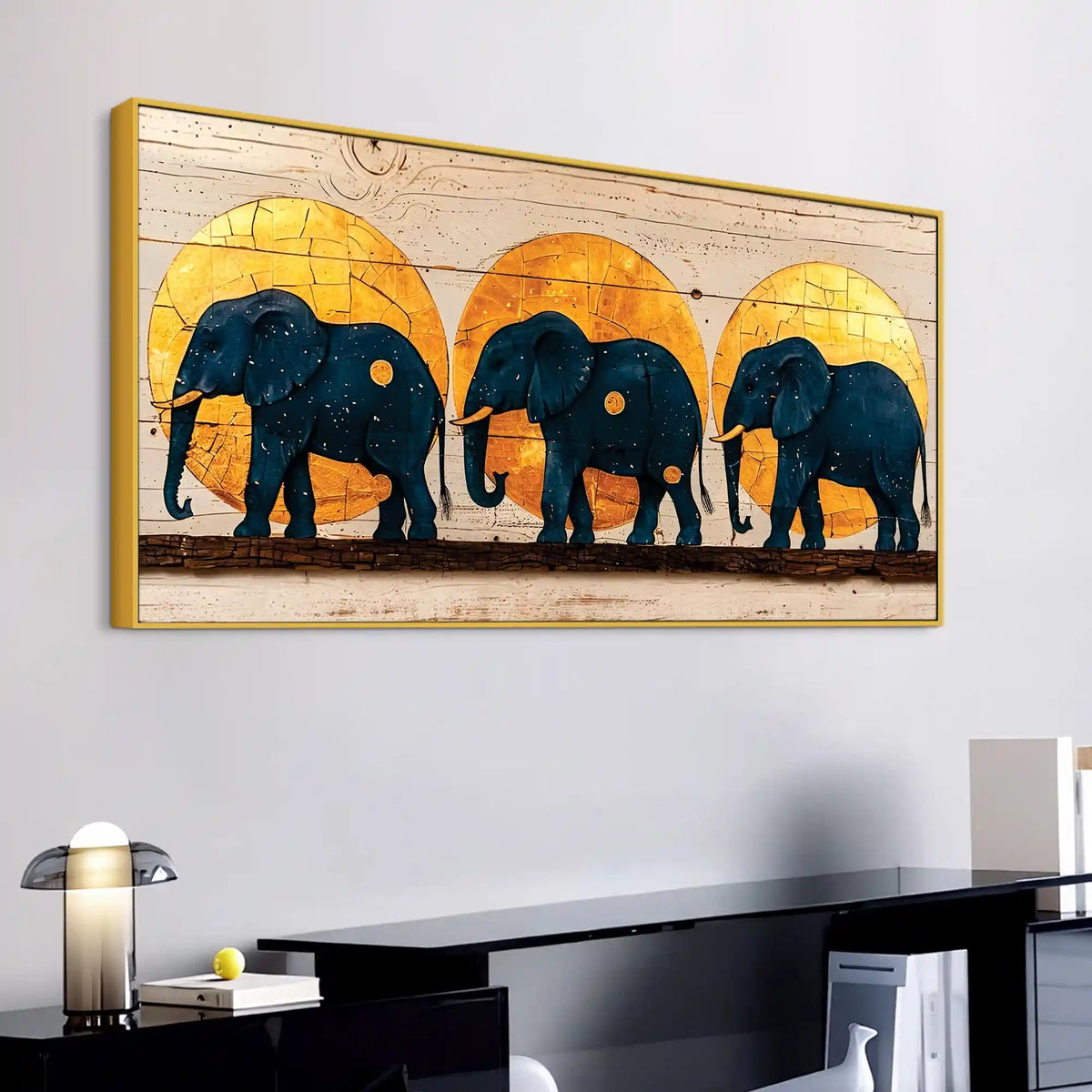 Contemporary Elephant Family Canvas Wall Painting