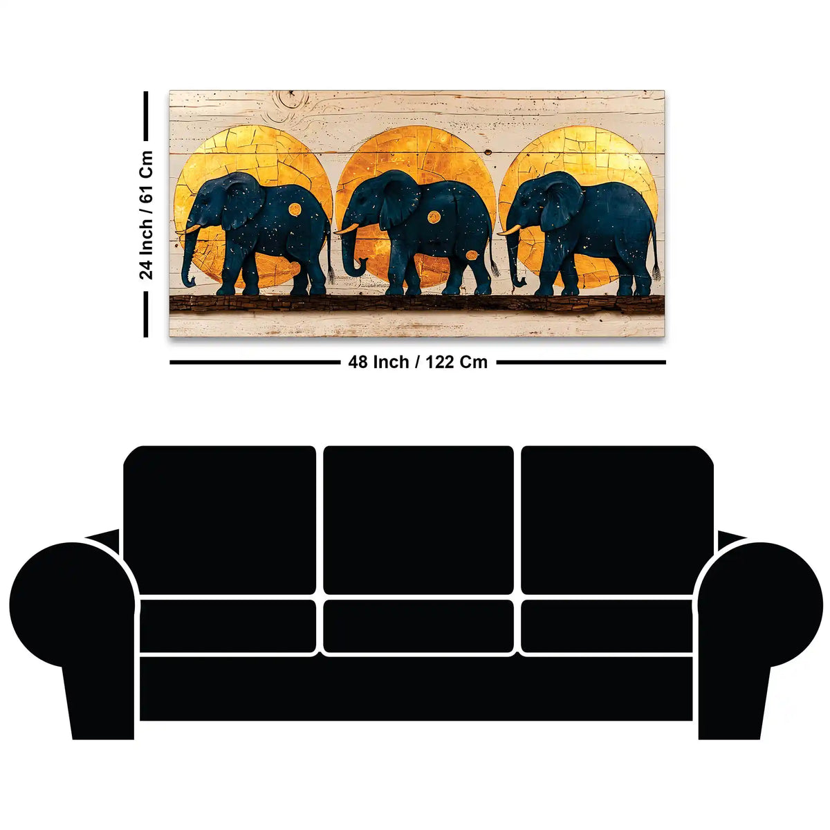 Contemporary Elephant Family Canvas Wall Painting
