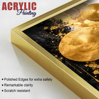 Contemporary Golden Sphere Abstract Acrylic Floating Wall Painting Set of 2