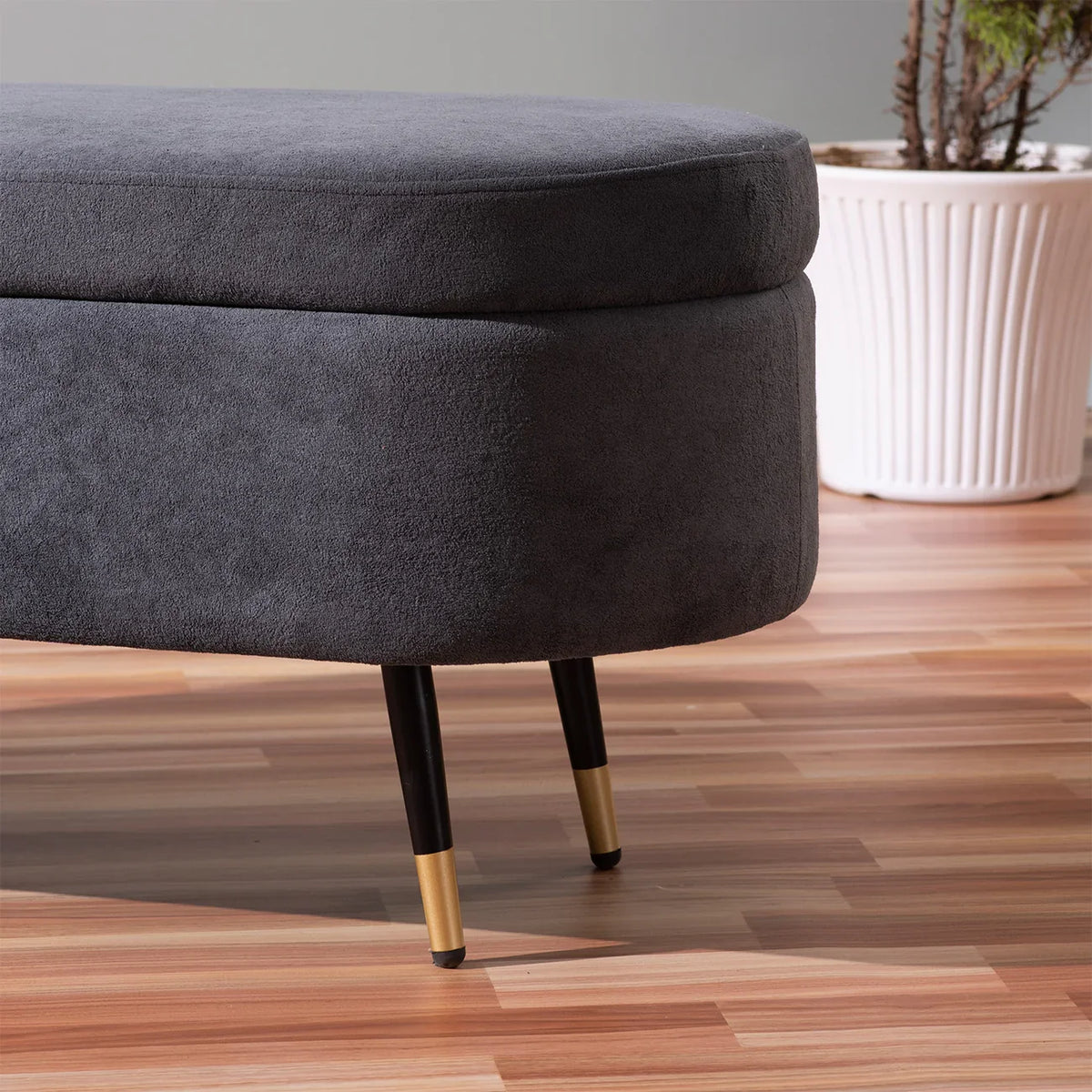 Contemporary Grey Bench with Storage and Designer Finish