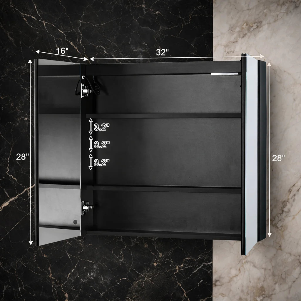 Contemporary LED Vanity Mirror Cabinet with Abstract Border Lighting