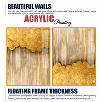 Contemporary Metallic Golden Abstract Acrylic Floating Wall Painting Set of 2