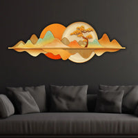 Contemporary Mountain Landscape Crystal Glass Backlit LED Wall Art