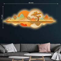 Contemporary Mountain Landscape Crystal Glass Backlit LED Wall Art