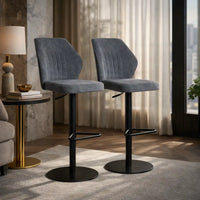 Counter Height Lounge Bar Chair with Grey Seat and Black Base