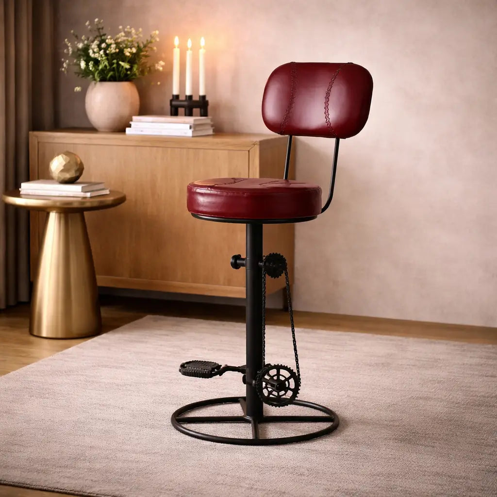 Bicycle Pedal Lounge Bar Chair with Leather Seat and Back