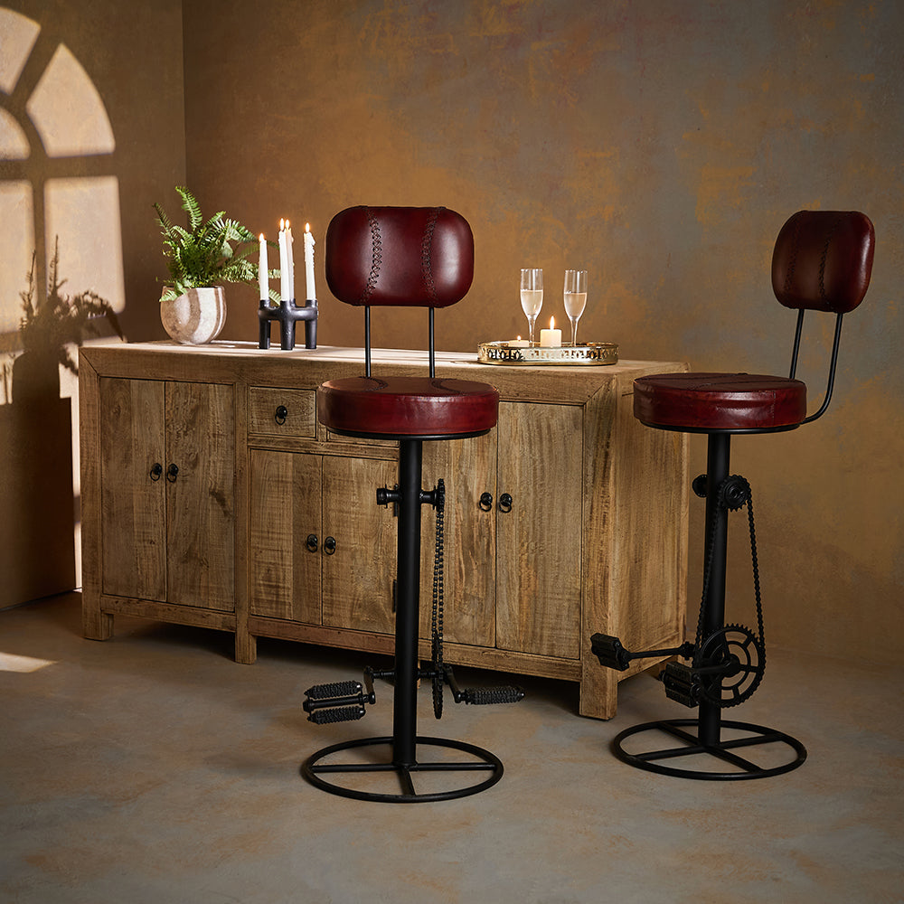 Bicycle Pedal Lounge Bar Chair with Leather Seat and Back