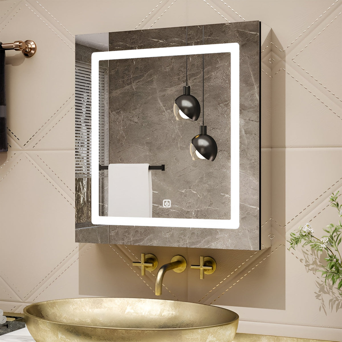 Contemporary Vanity Mirror Cabinet with Interior Organization