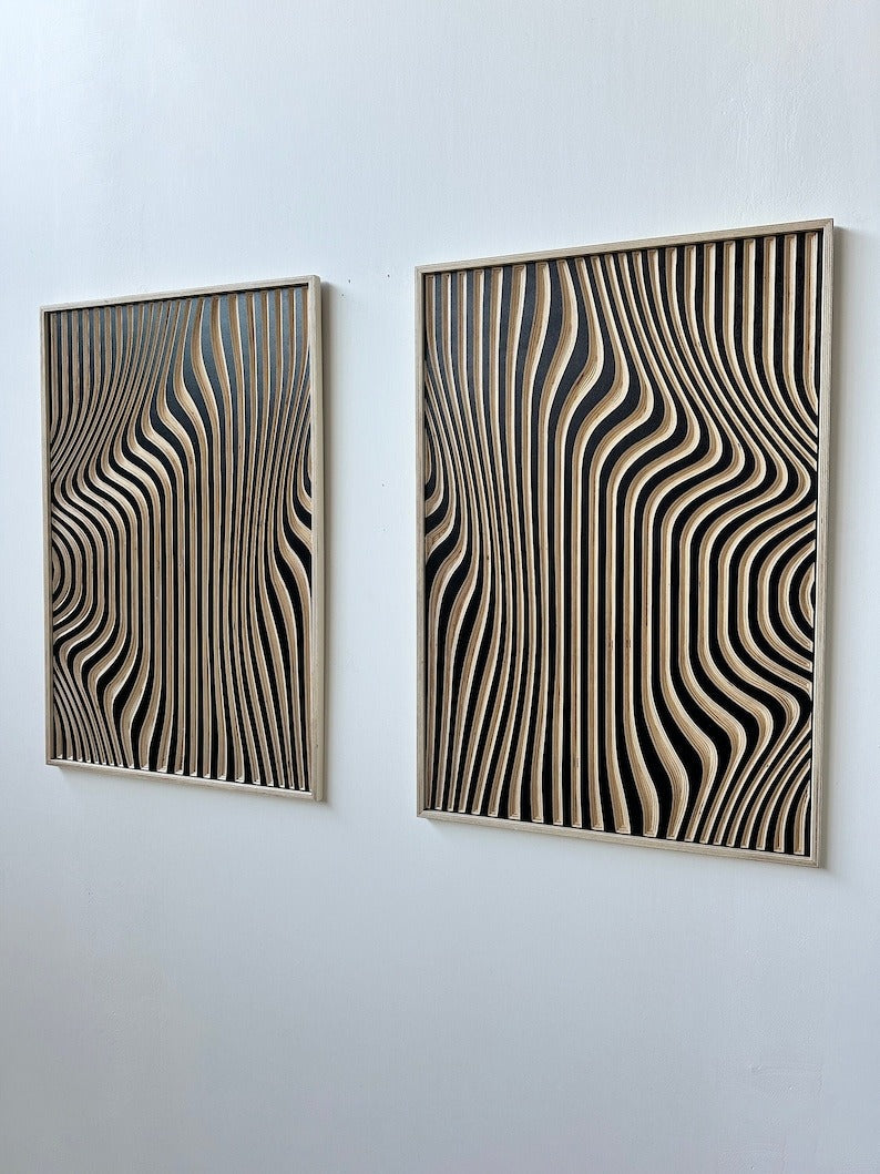 Contemporary Wooden Wall Sculptures with Fluid Lines