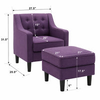 Purple Color Tufted Comfy Lounge Chair with Footrest