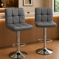 Luxurious Leatherette Grey Color Bar Stool / Long Chair
