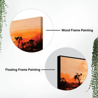 Cowboy Riding Horse at Sunset Rustic Western Style Abstract Canvas Wall Painting