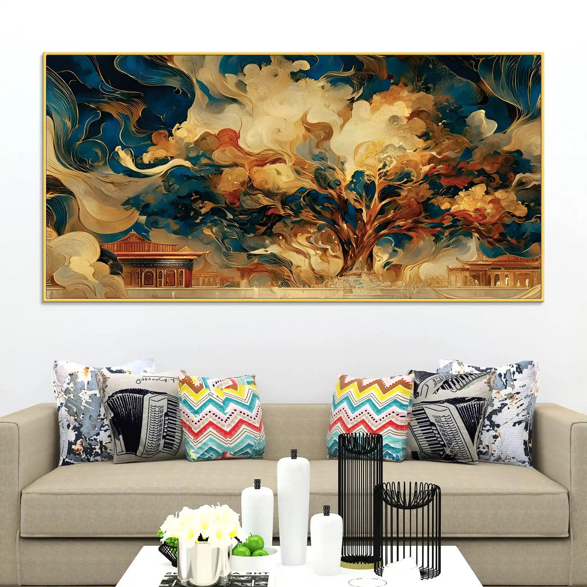 Creative Abstract Tree Canvas Wall Art Painting for Modern Interior Decor