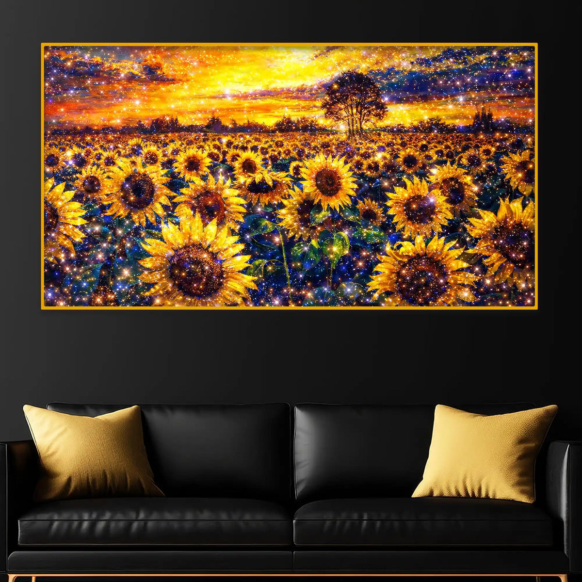 Crystal Glass Sunflower Sunset Wall Painting