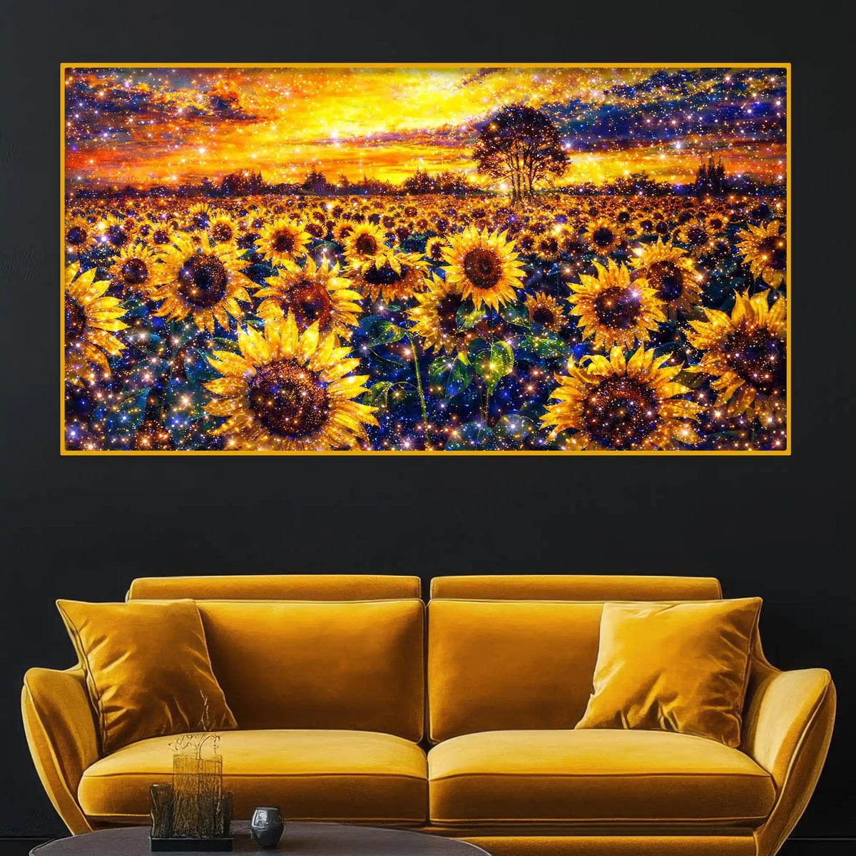 Crystal Glass Sunflower Sunset Wall Painting