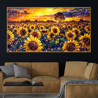 Crystal Glass Sunflower Sunset Wall Painting