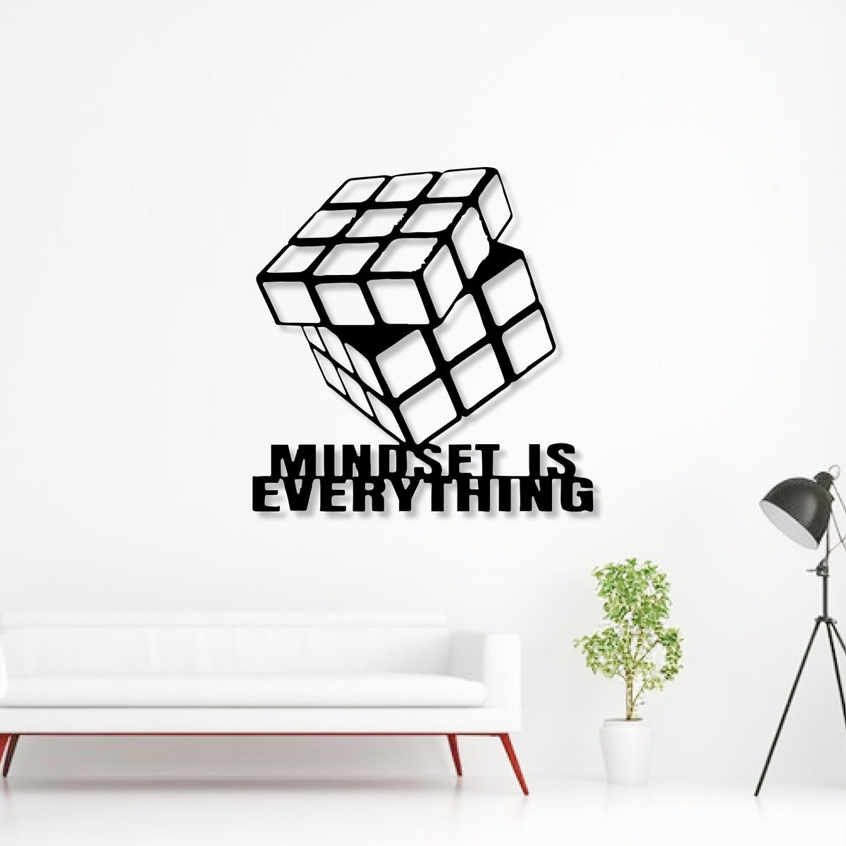 Cube Design With Mindset Text Metal Art Wall Decor