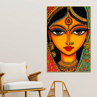 Cultural Indian Bridal Expression Woman Face Canvas Wall Painting