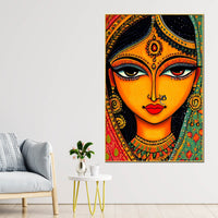 Cultural Indian Bridal Expression Woman Face Canvas Wall Painting